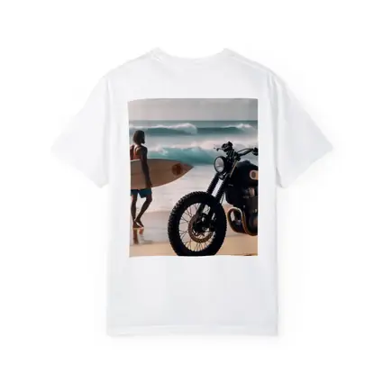 Scrambler Motorcycle Parked On Sunny Beach