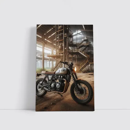 Scrambler Motorcycle Abandoned Industrial Warehouse