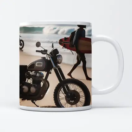 Scrambler Motorcycle Parked on Sunny Beach