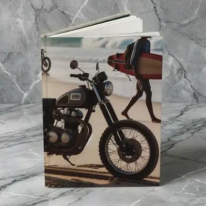 Scrambler Motorcycle Parked on Sunny Beach