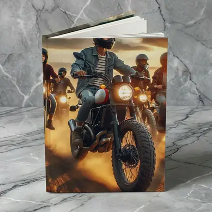 Scrambler Motorcycle Riders Dusty Sunset Road