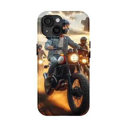 Scrambler Motorcycle Riders Dusty Sunset Road