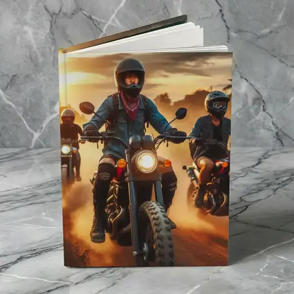 Women Riders Motorcycles Dusty Sunset Road