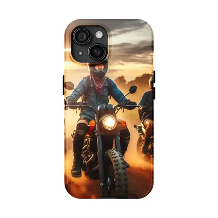 Women Riders Motorcycles Dusty Sunset Road