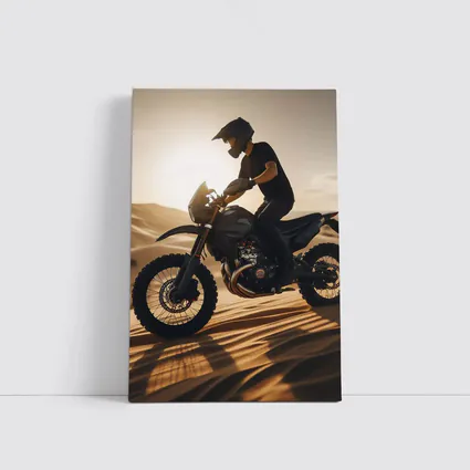 Dirt Bike Rider on Desert Sand Dunes