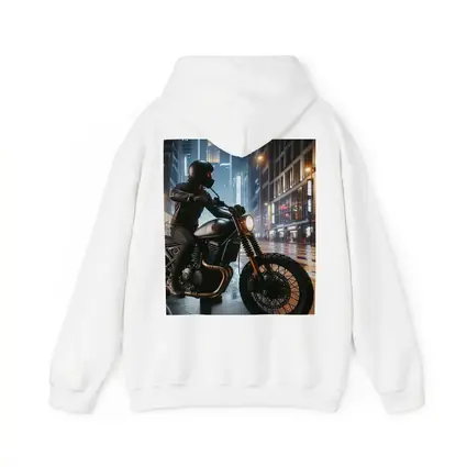 Scrambler Motorcycle Rider Rainy City Night