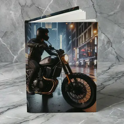 Scrambler Motorcycle Rider Rainy City Night