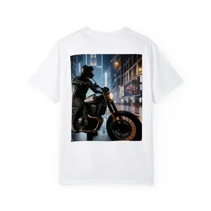 Scrambler Motorcycle Rider Rainy City Night