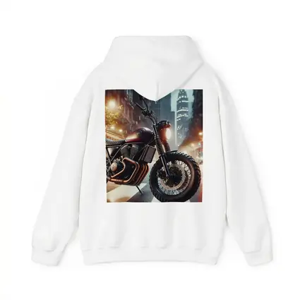 Scrambler Motorcycle Parked Rainy City Street