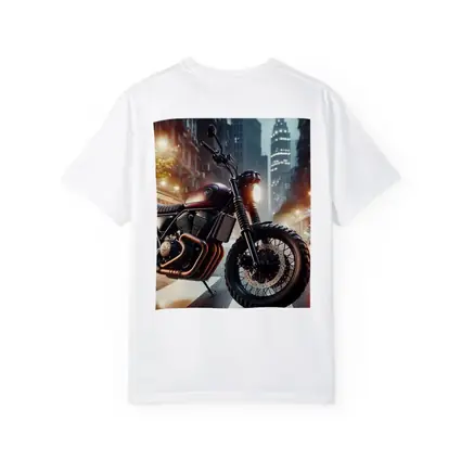 Scrambler Motorcycle Parked Rainy City Street