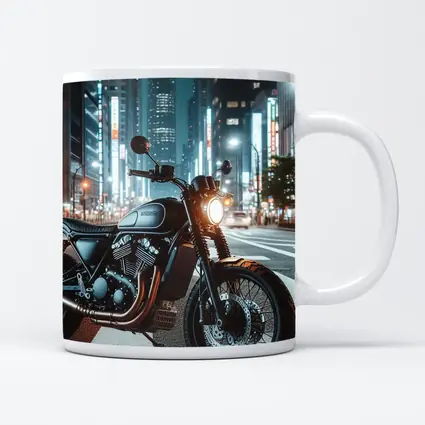 Scrambler Motorcycle Parked City Night Street