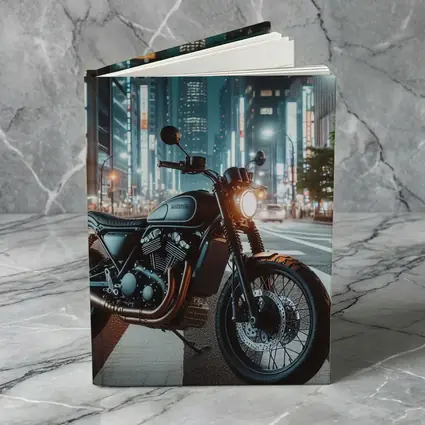 Scrambler Motorcycle Parked City Night Street