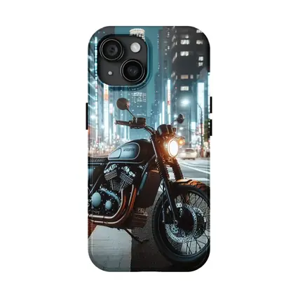 Scrambler Motorcycle Parked City Night Street