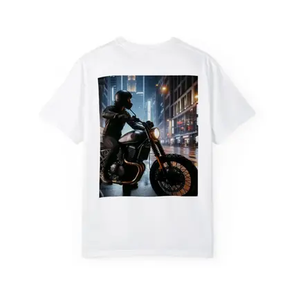 Scrambler Motorcycle Rider Rainy City Night