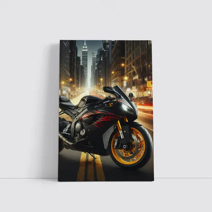 Black Sport Bike City Night Street
