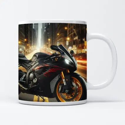 Black Sport Bike City Night Street