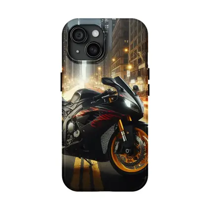 Black Sport Bike City Night Street