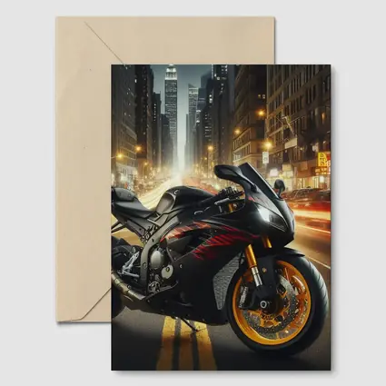 Black Sport Bike City Night Street