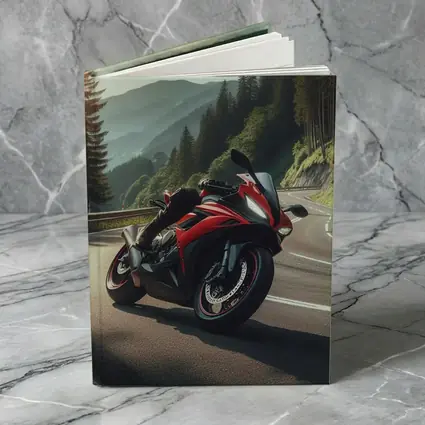 Red Sport Bike on Mountain Road