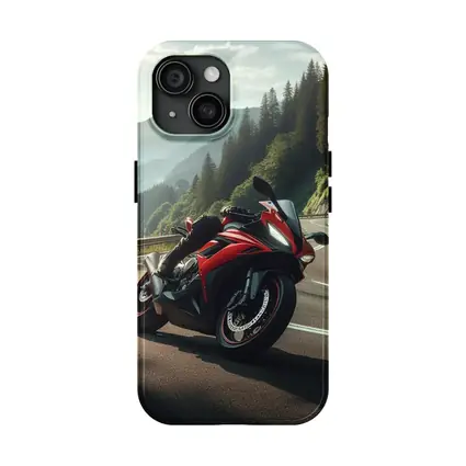 Red Sport Bike on Mountain Road