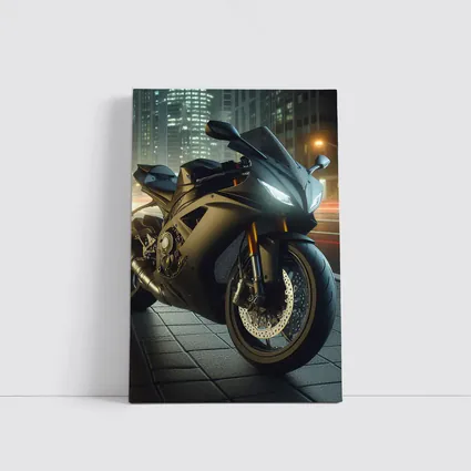 Black Sport Bike City Night Street