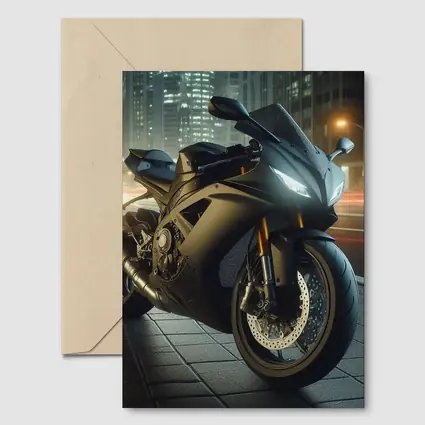 Black Sport Bike City Night Street