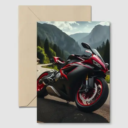 Red Black Sport Bike Mountain Road