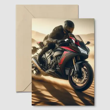Sport Bike Rider Racing Through Desert Dunes