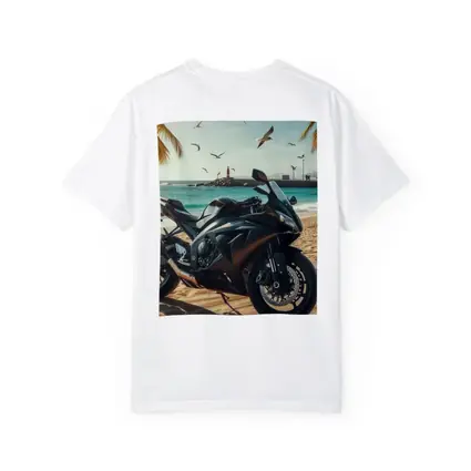 Black Sport Bike Parked on Sunny Beach