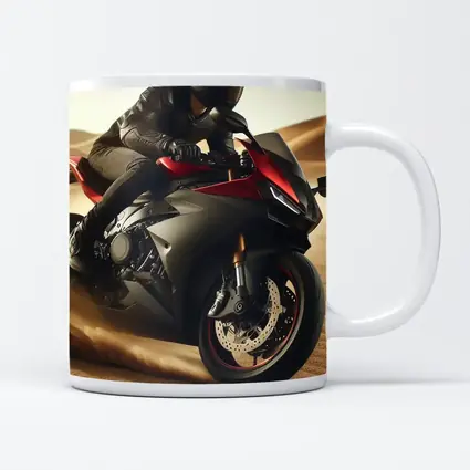 Red Black Sport Bike Rider Desert Dunes