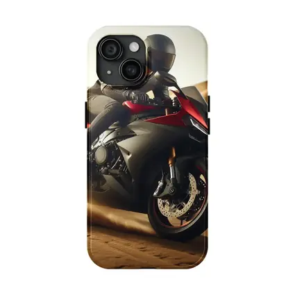 Red Black Sport Bike Rider Desert Dunes