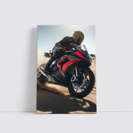 Red Sport Bike Rider Desert Sand Dunes
