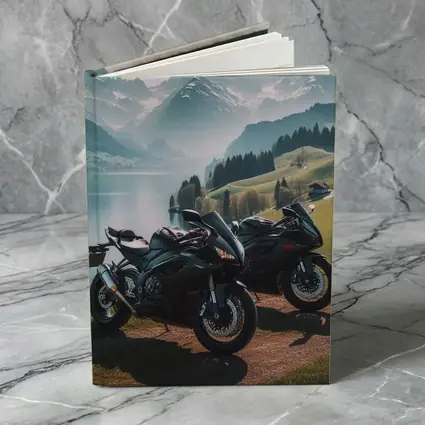 Sport Bikes Parked Alpine Lake Mountain Setting
