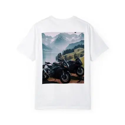 Sport Bikes Parked Alpine Lake Mountain Setting
