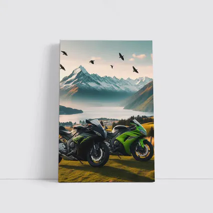 Kawasaki Sport Bikes Mountain Lake Landscape