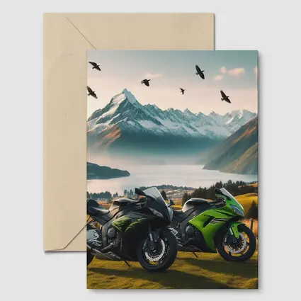 Kawasaki Sport Bikes Mountain Lake Landscape