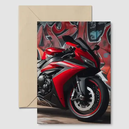 Red Sport Bike Against Graffiti Wall