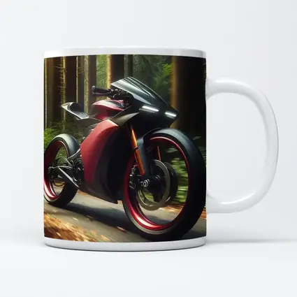 Red Black Sport Bike Racing Through Forest