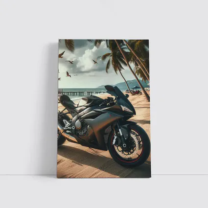 Sport Bike Superbike Parked on Tropical Beach