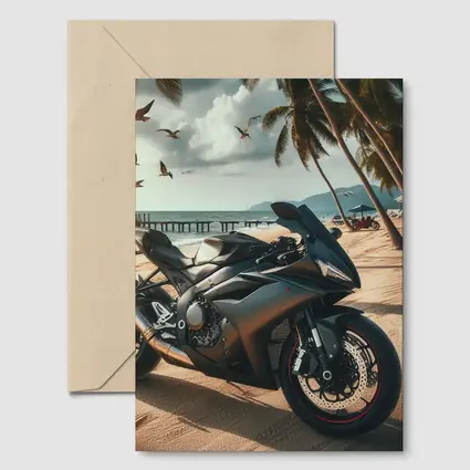 Sport Bike Superbike Parked on Tropical Beach