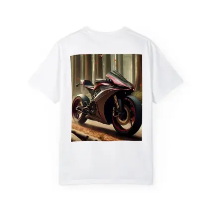 Futuristic Sport Bike Red Forest Background