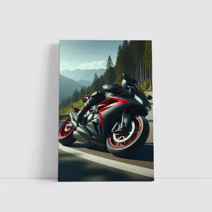 Black Red Sport Bike Mountain Road