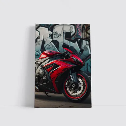 Red Sport Bike Against Graffiti Wall