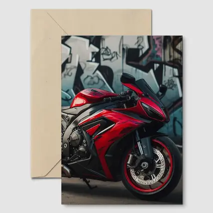 Red Sport Bike Against Graffiti Wall