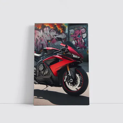 Red Sport Bike Against Graffiti Wall