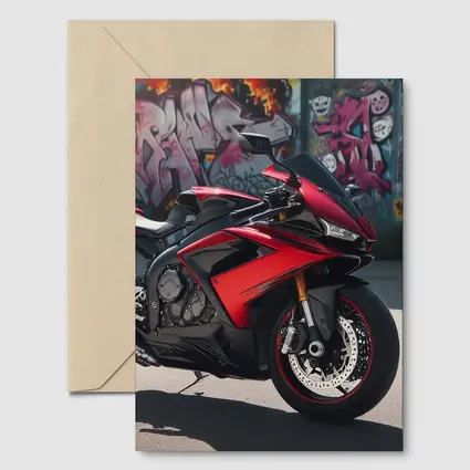 Red Sport Bike Against Graffiti Wall