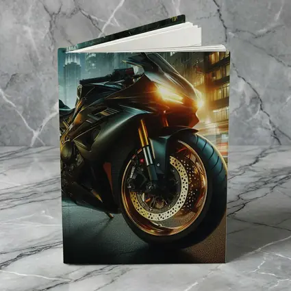 Black Sport Bike Glowing City Night