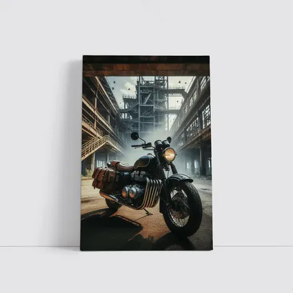 Classic Bobber Motorcycle Abandoned Industrial Factory