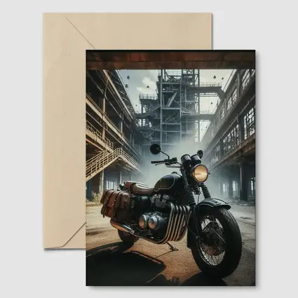 Classic Bobber Motorcycle Abandoned Industrial Factory