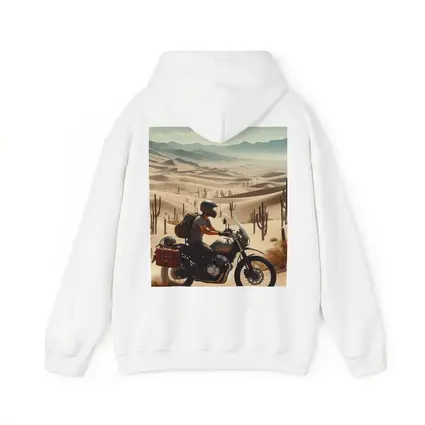 Adventure Rider Crossing Desert Dunes Cactus